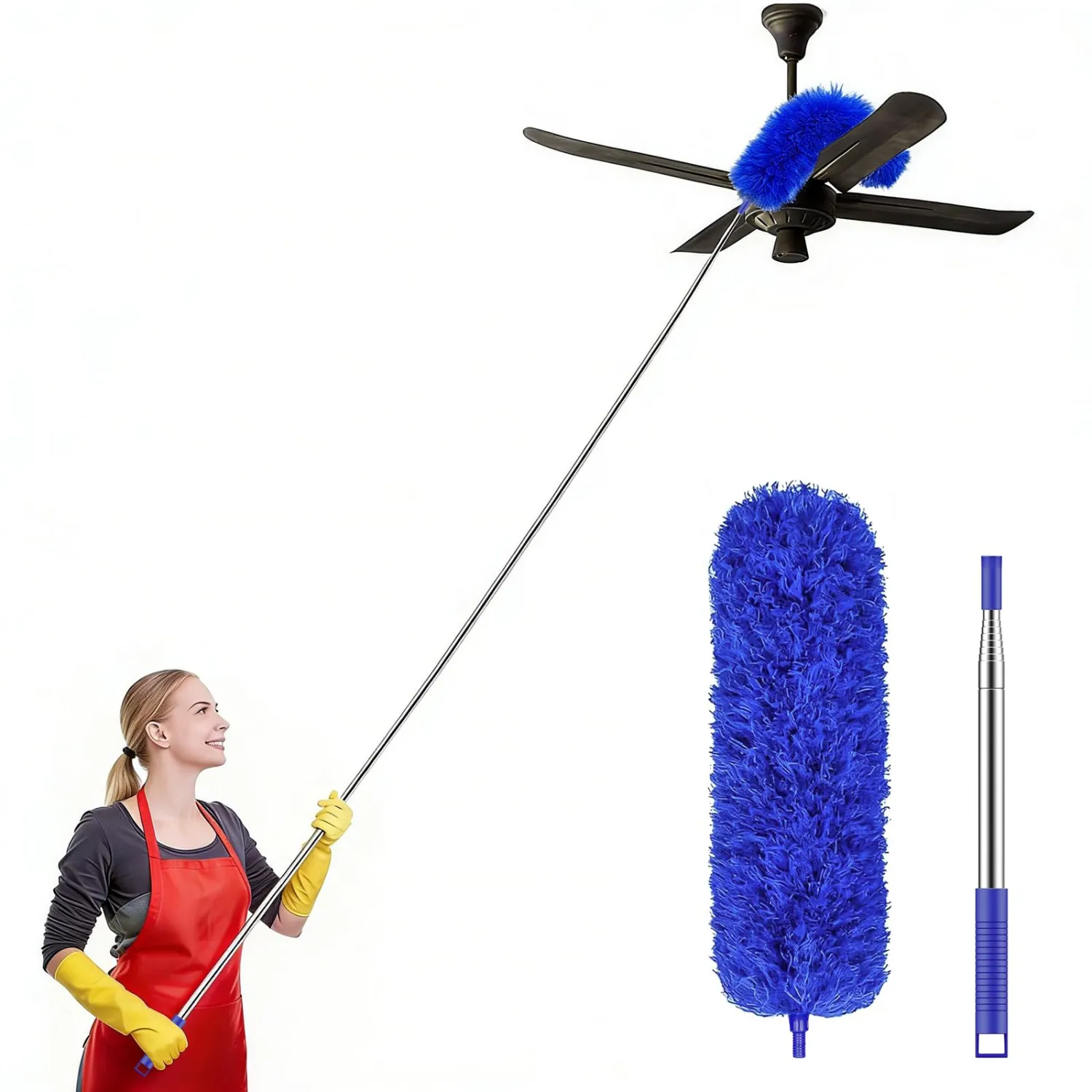 SetSail Extra-Long Dusters with Extension Pole 100-inch for Cleaning,Blue