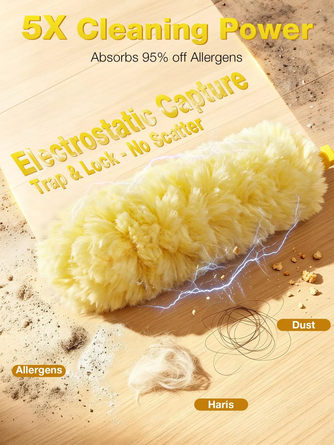 6ft Extended Handle Duster with 6 Refills for Swiffer Dusters