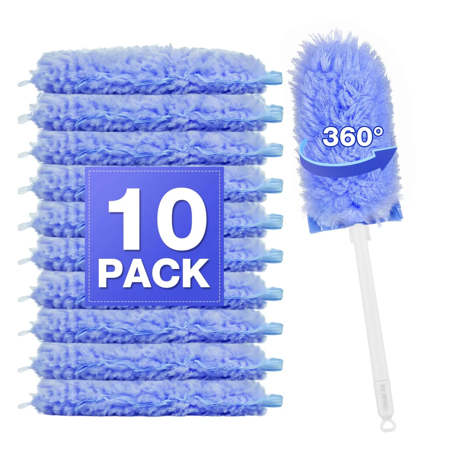 OskokClean Duster Refills Kit with 13" Handle, 10 Count, Blue