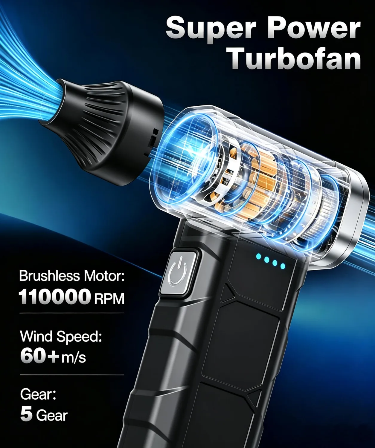 Compressed Air Duster, 110000 RPM High-Speed Electric Air Duster