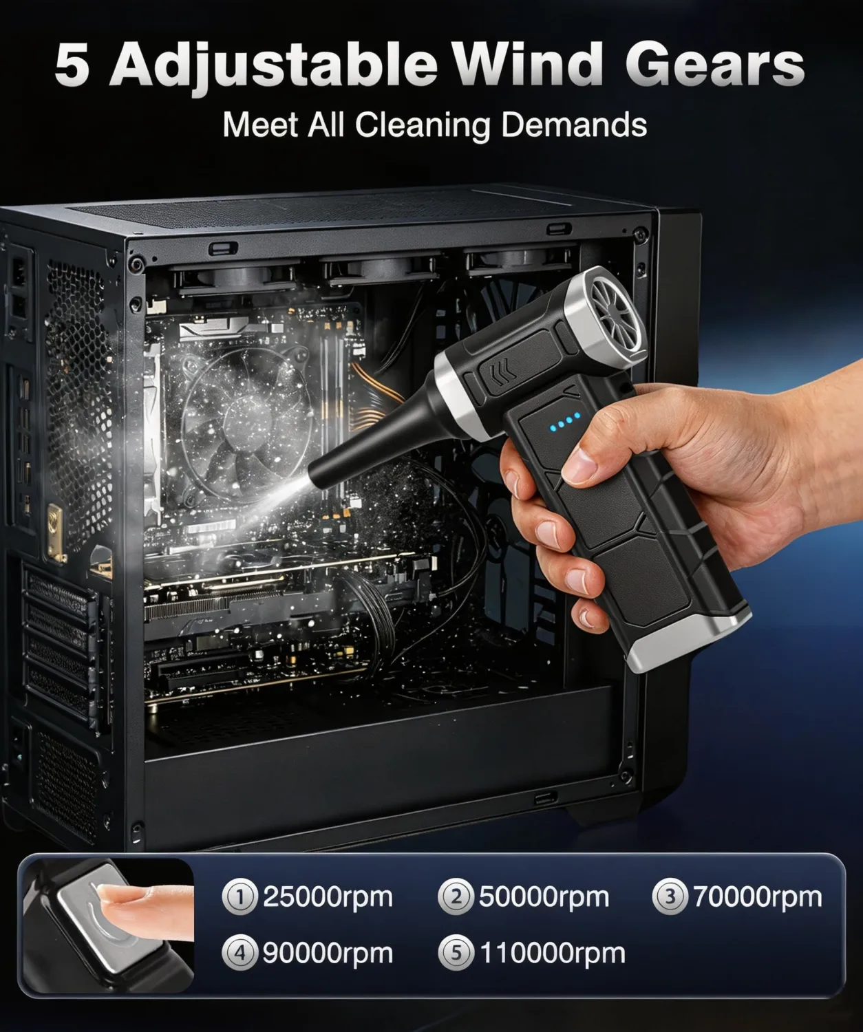 Compressed Air Duster, 110000 RPM High-Speed Electric Air Duster