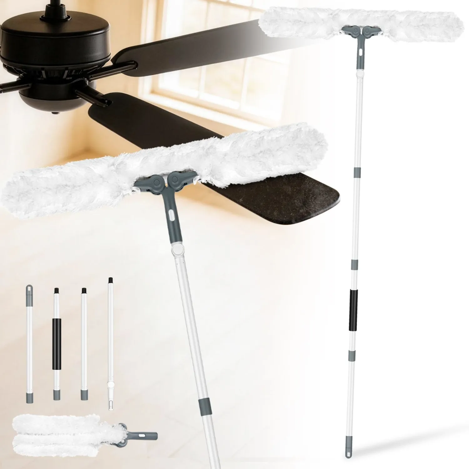 Microfiber Ceiling Fan Cleaner Duster with Extension Pole 59"