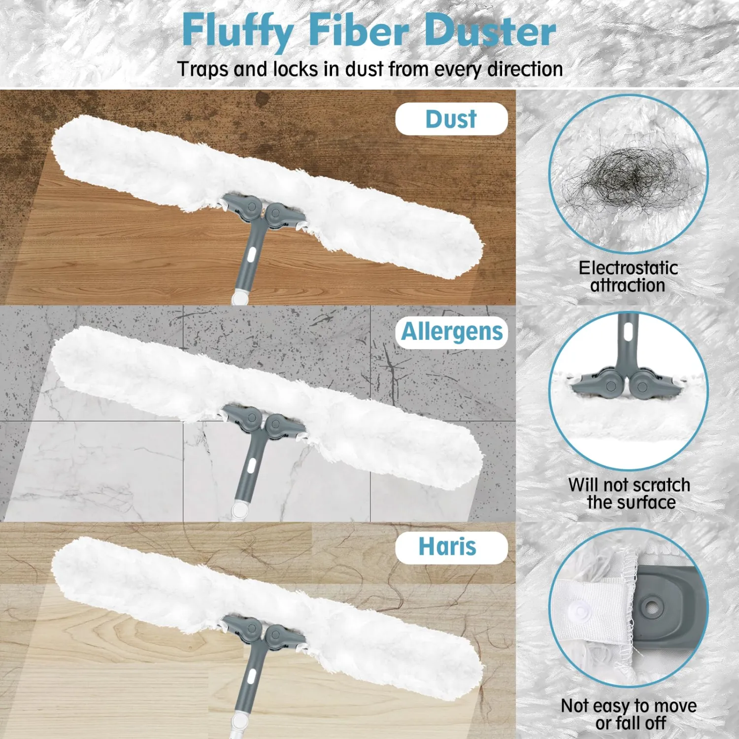 Microfiber Ceiling Fan Cleaner Duster with Extension Pole 59"