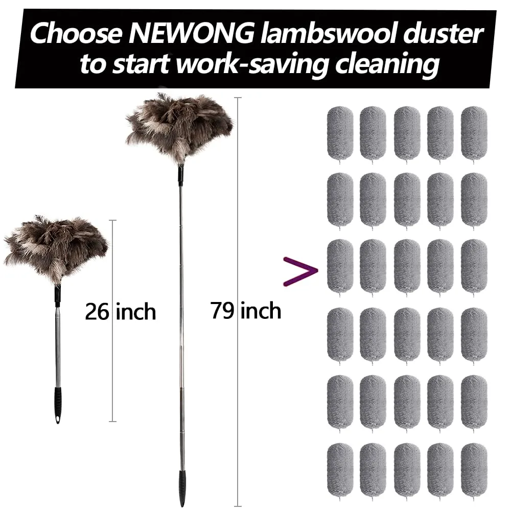Extendable Ostrich Feather Duster, 26-79 in, for Ceilings and Fans