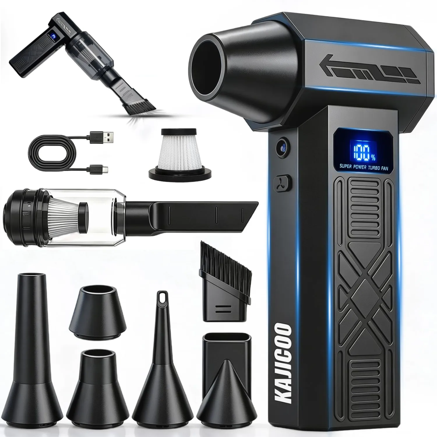 Compressed Air Duster & Small Vacuum, 130000RPM, 2in1 Electric Air Duster