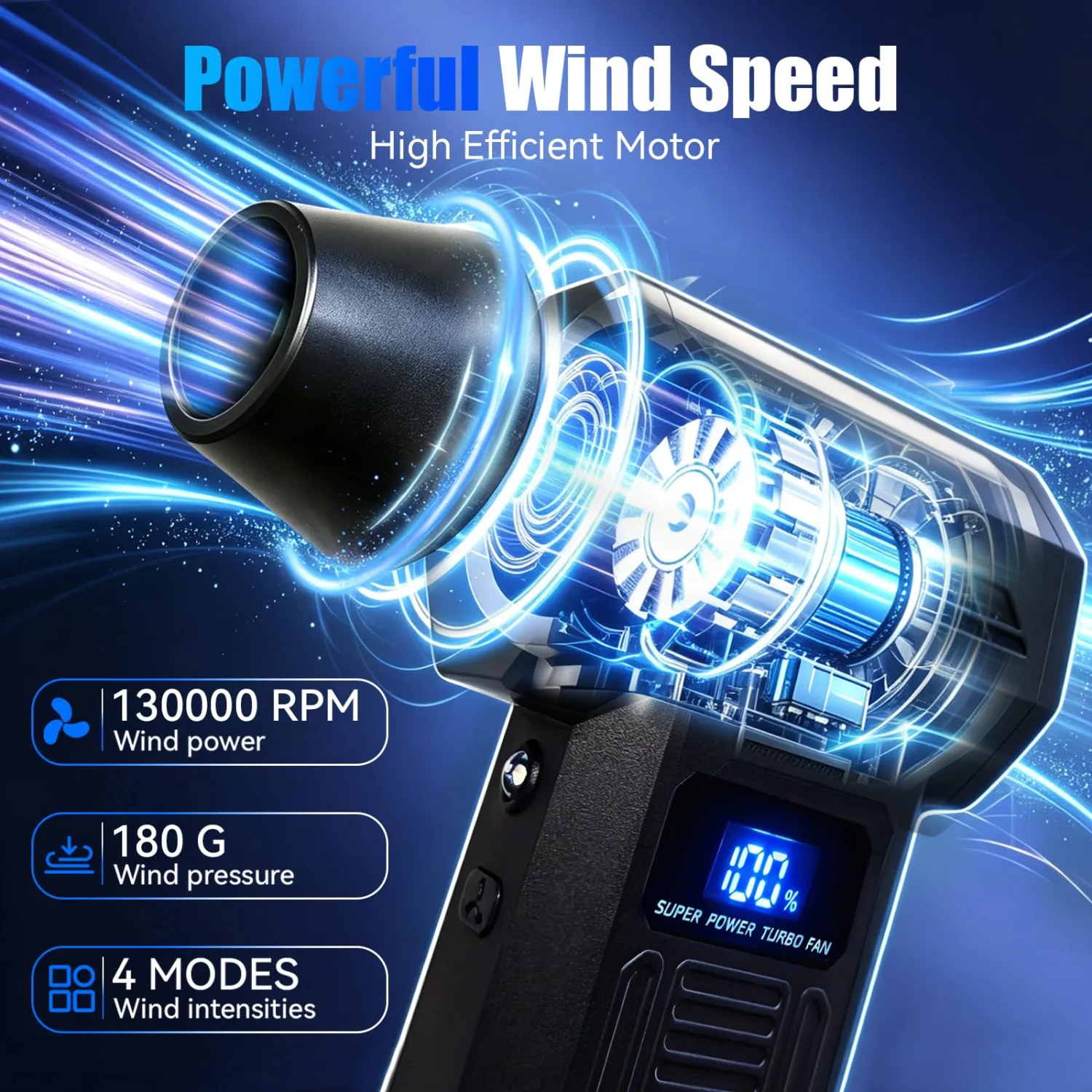 Compressed Air Duster & Small Vacuum, 130000RPM, 2in1 Electric Air Duster