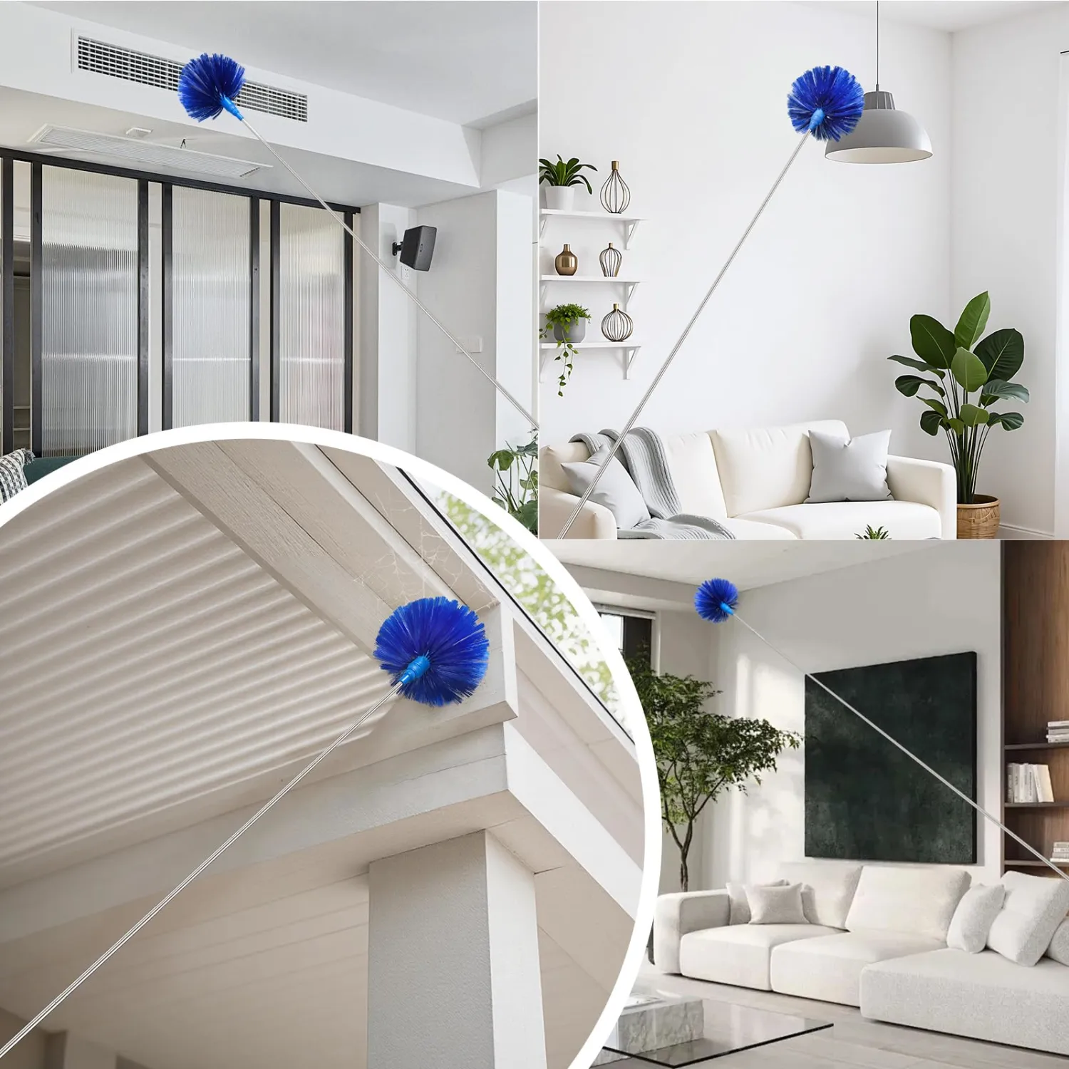 Cobweb Duster with Extension Pole Dusters for Cleaning with 2 Duster Heads