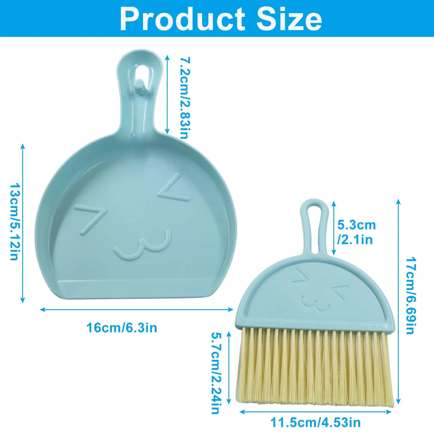 Mini Broom and Dustpan Set, Portable Sweeper Kit, Blue