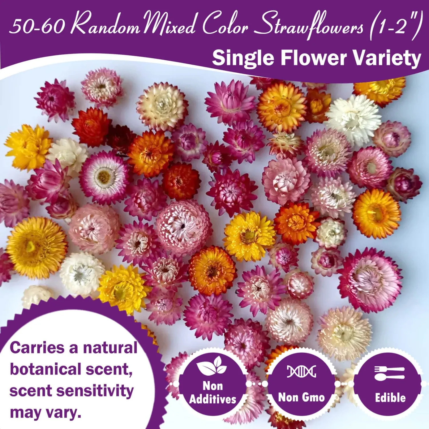 Edible Mixed Color Dried Flowers, 70 Pcs Food Grade Edible Flowers