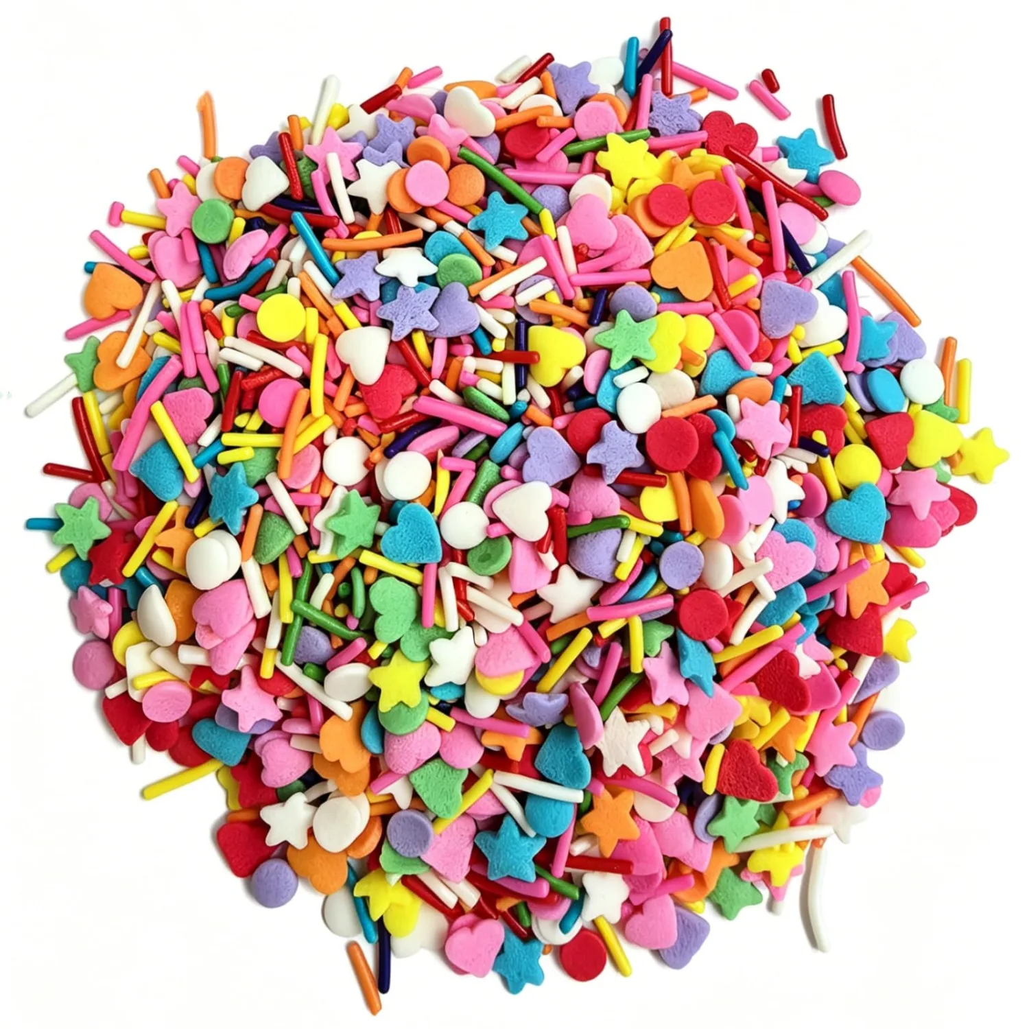 HeDeon&Rles Edible Rainbow Sprinkles 100G 3.52oz Confetti for Baking Decoration Round Jimmies Star Shapes and Heart Sprinkles for Cupcake Cookie Icing Topper