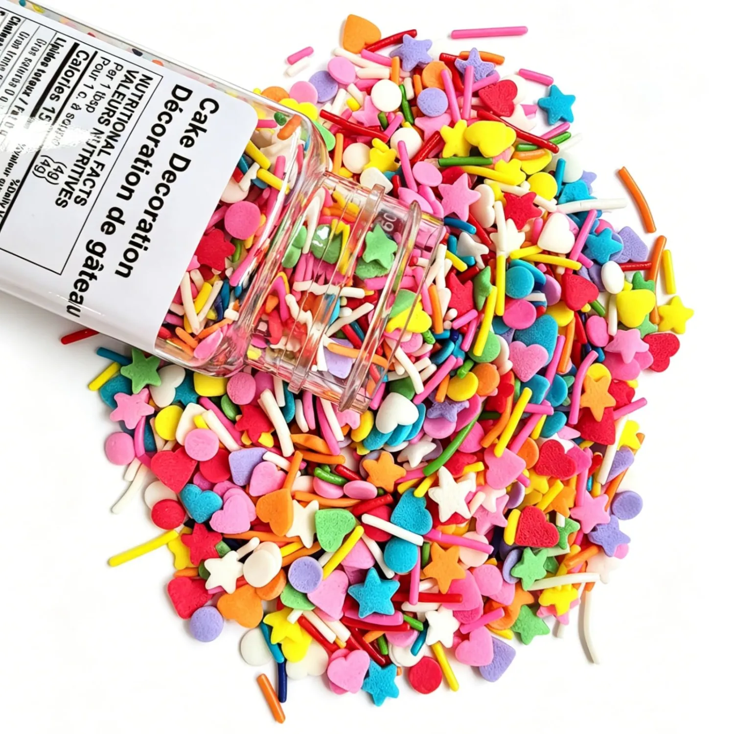 HeDeon&Rles Edible Rainbow Sprinkles 100G 3.52oz Confetti for Baking Decoration Round Jimmies Star Shapes and Heart Sprinkles for Cupcake Cookie Icing Topper