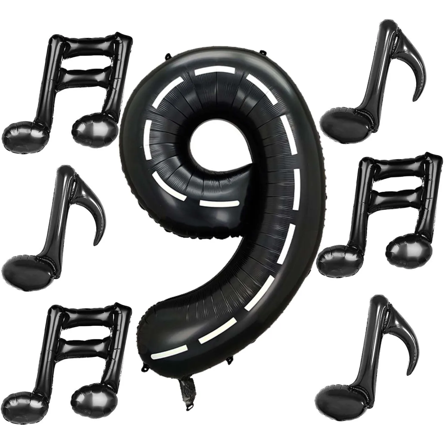 ZHENGYE Black 40 Inch Number 9 Balloon With 6 Pieces Music Note Balloons Mylar Number Balloon Theme Birthday Decorations Children's Baby Shower Wedding Decoration Supplies(Number 9)