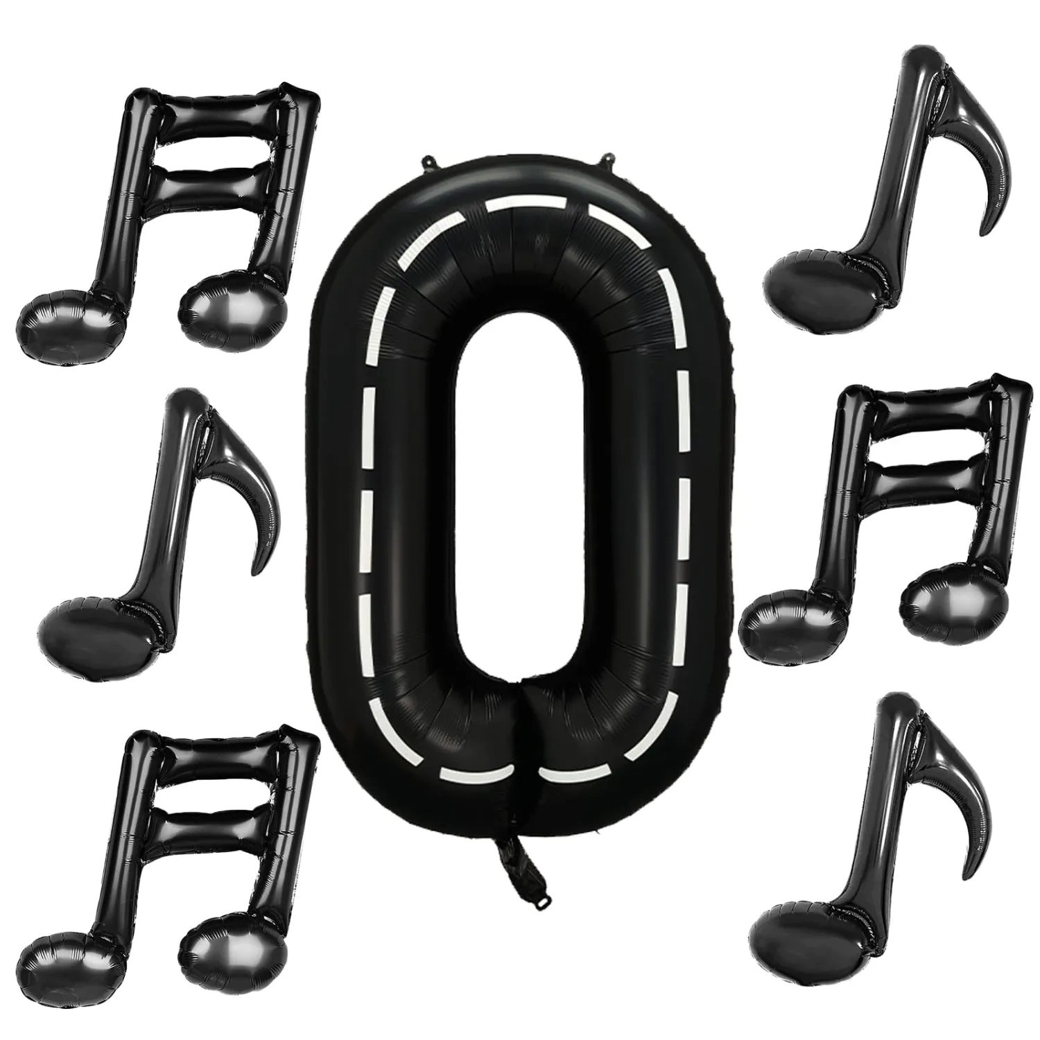 ZHENGYE Black 40 Inch Number 0 Balloon With 6 Pieces Music Note Balloons Mylar Number Balloon Theme Birthday Decorations Children's Baby Shower Wedding Decoration Supplies