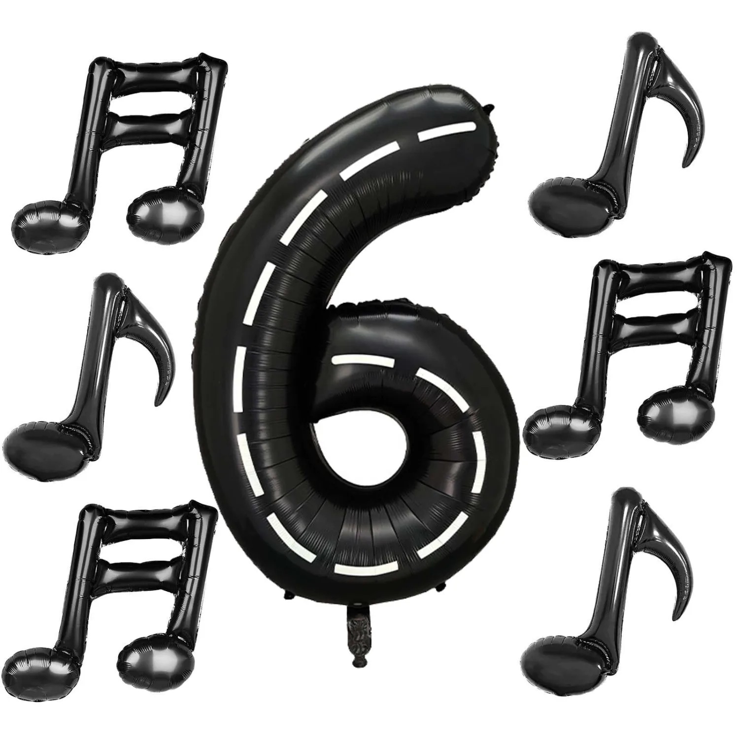 ZHENGYE Black Number 6 Balloon 40 Inch With 6 Pieces Music Note Balloons Mylar Number Balloon Theme Birthday Decorations Children's Baby Shower Wedding Decoration Supplies(Number 6)