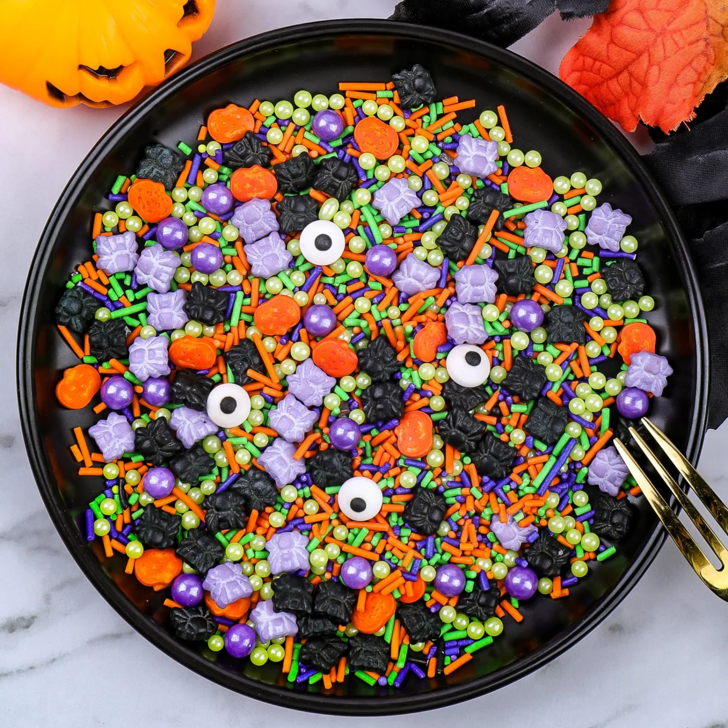 Halloween Sprinkles, Candy Eyes Pumpkin Spider Sprinkles, 4.6oz