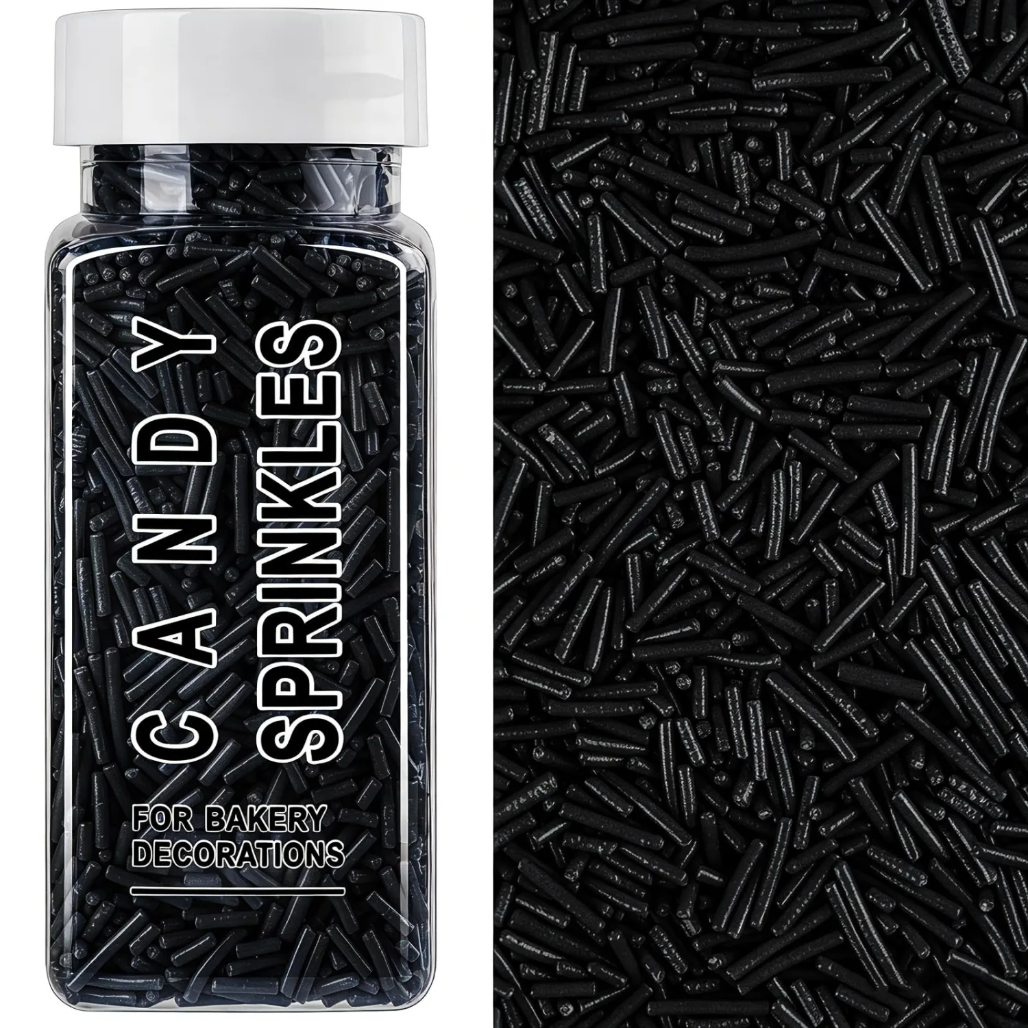 Black Sprinkles, Edible Black Jimmies for Cake Decorating