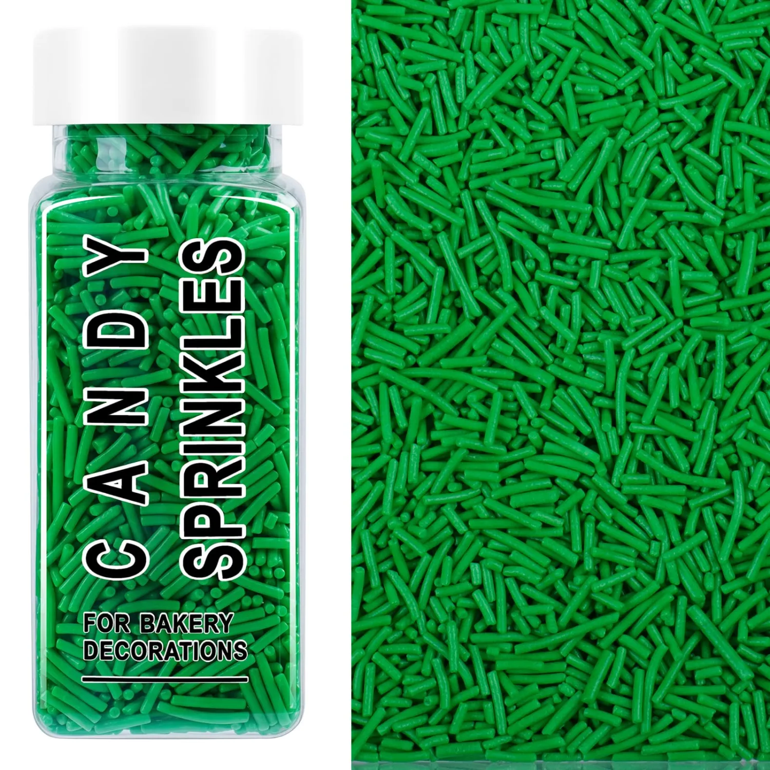 Green Sprinkles, Edible Green Jimmies for Cake Decorating