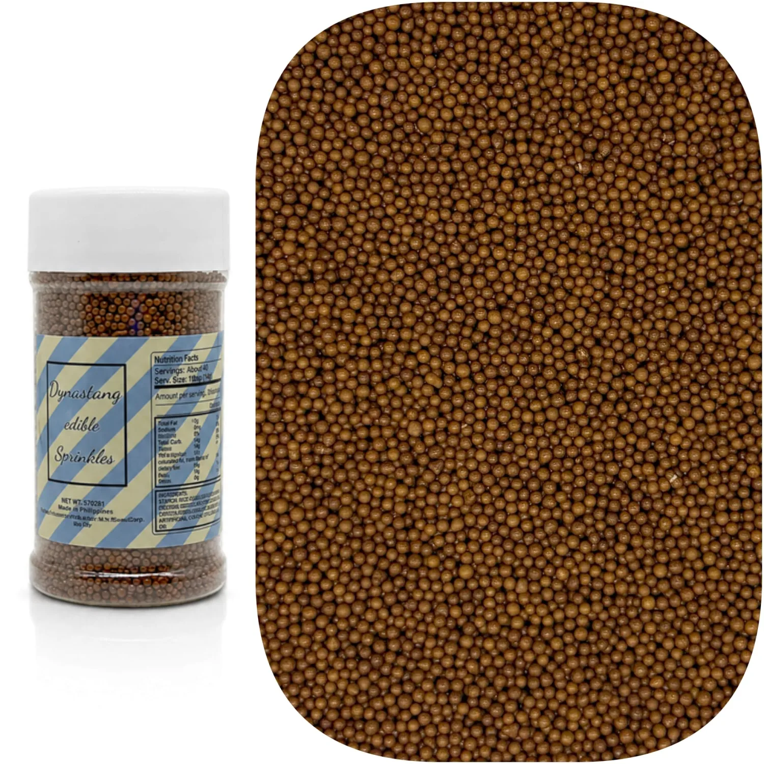Dynastang 2mm Matte Brown Pearls Sprinkles Edible Pearls Cake Decorations Cupcake Toppers Cookie Decorating Perfect for Cakes, Cupcakes, Desserts Toppings 3OZ