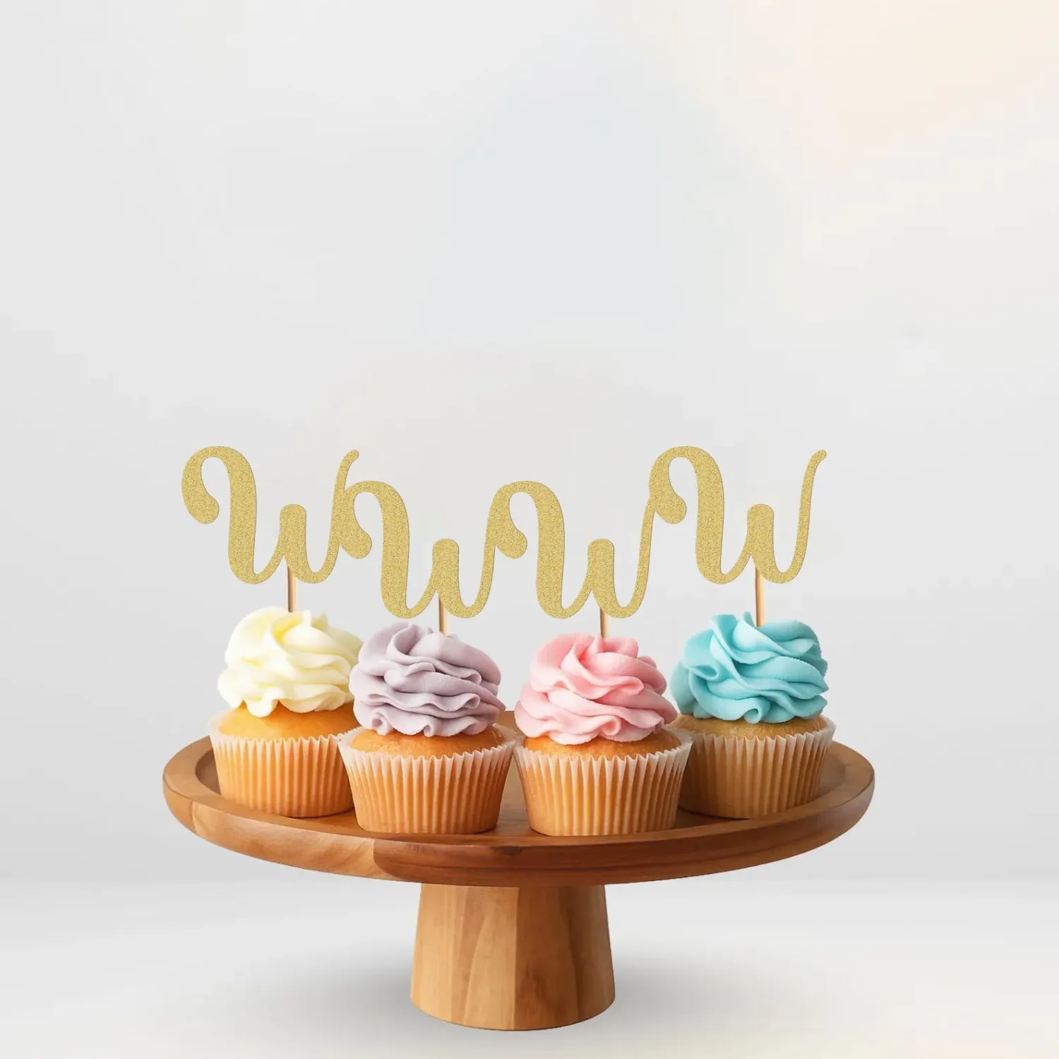 26 letter Cupcake Topper - 24 Pack Glitter Gold letter W Cupcake Decorations, Suitable for Birthday Party, Wedding Anniversary or Photo Booth Props (W)