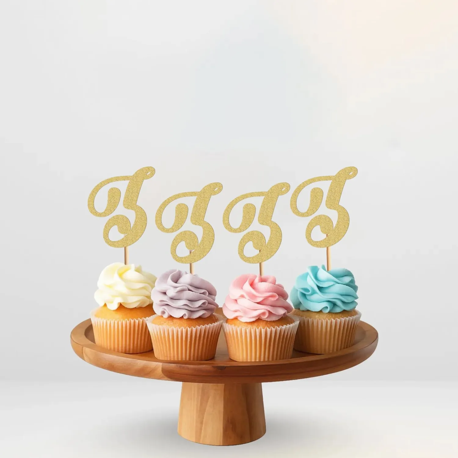 26 letter Cupcake Topper - 24 Pack Glitter Gold letter Z Cupcake Decorations, Suitable for Birthday Party, Wedding Anniversary or Photo Booth Props (Z)