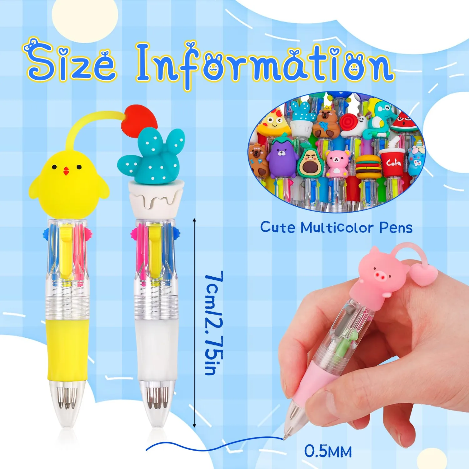 30Pcs Mini Multicolor Pens in One 4-in-1 Cute Pens Bulk for Kids, Ballpoint Pen for Birthdays and Children's Parties, Fun Gifts Assorted Ink Kawaii Pen