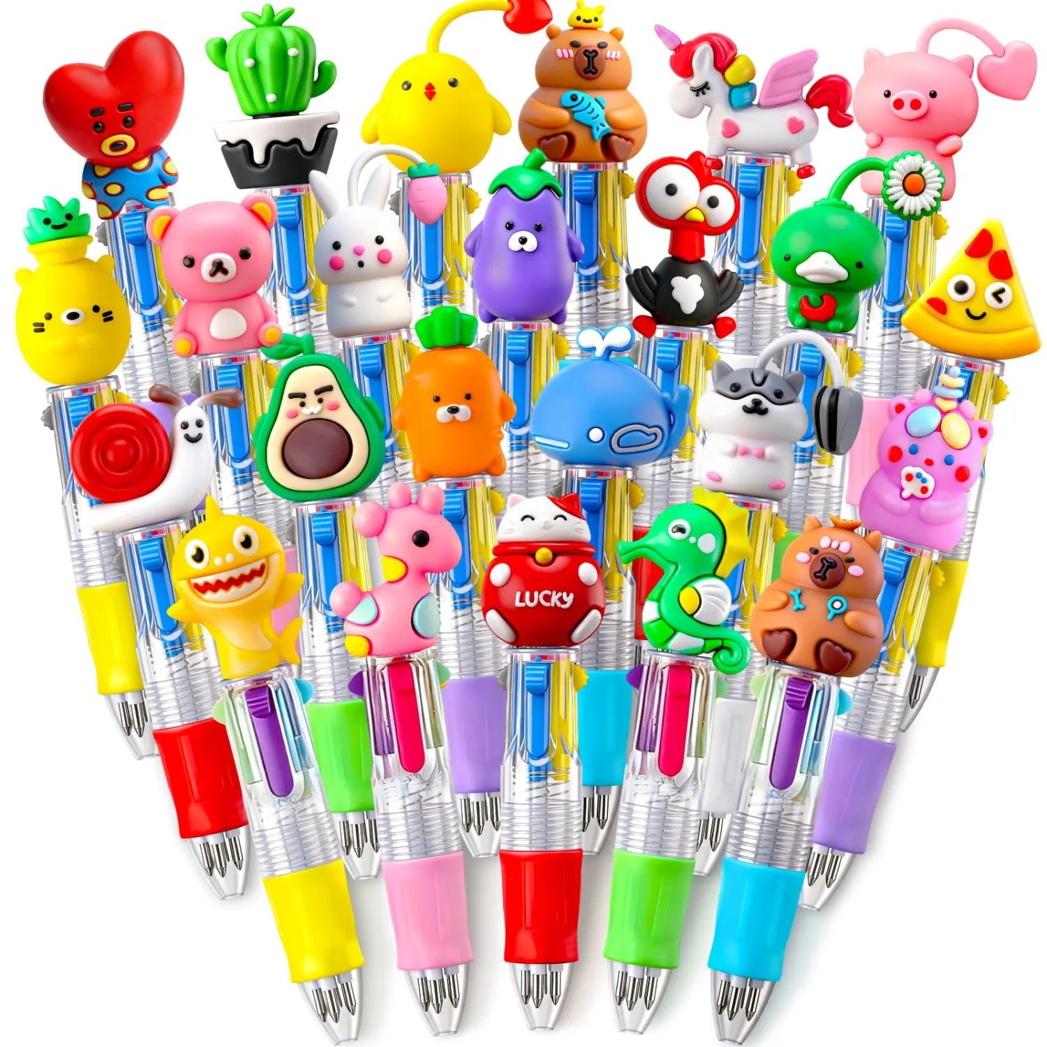 30Pcs Mini Multicolor Pens in One 4-in-1 Cute Pens Bulk for Kids, Ballpoint Pen for Birthdays and Children's Parties, Fun Gifts Assorted Ink Kawaii Pen