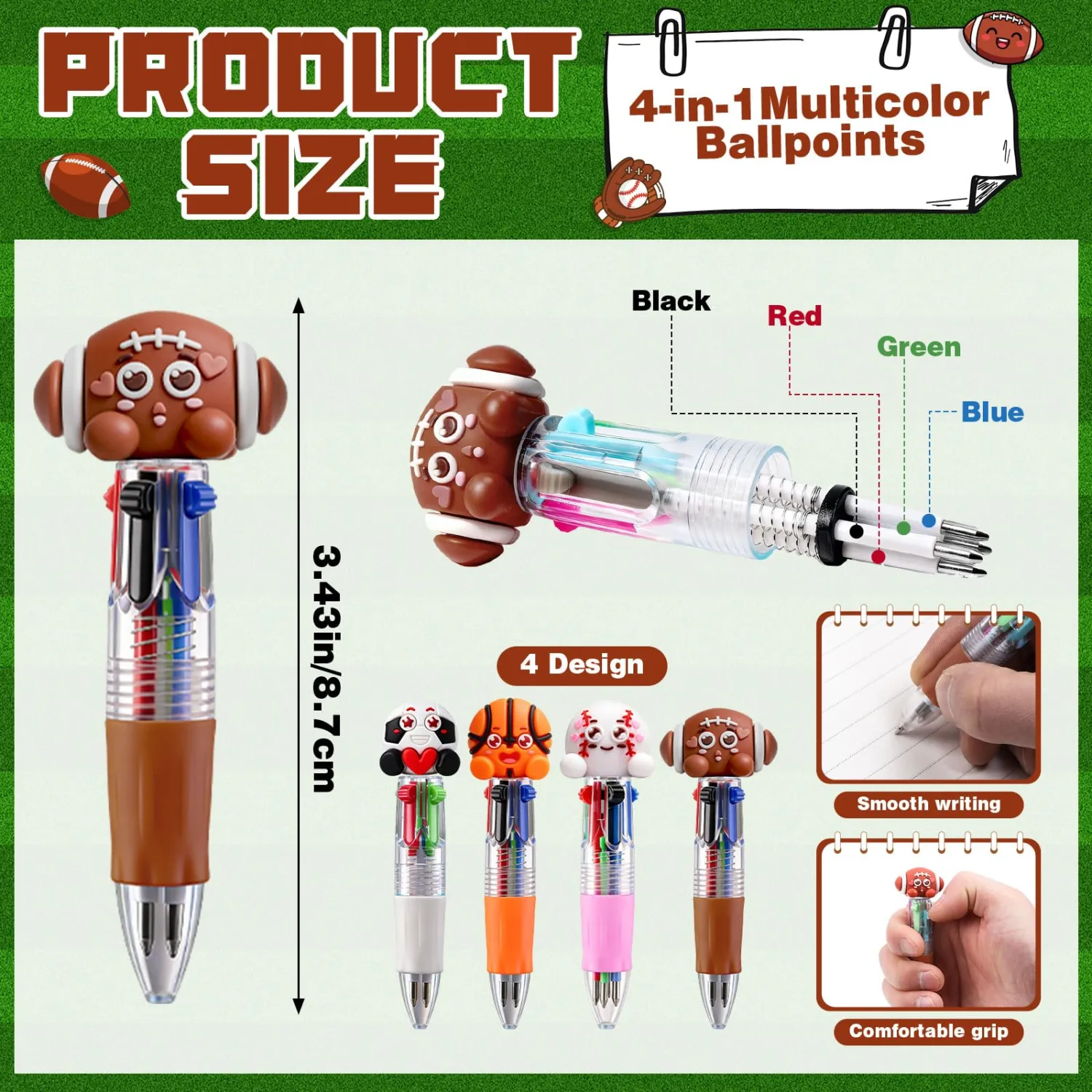 24 Mix Ball Party Favor Multicolor Pen in One
