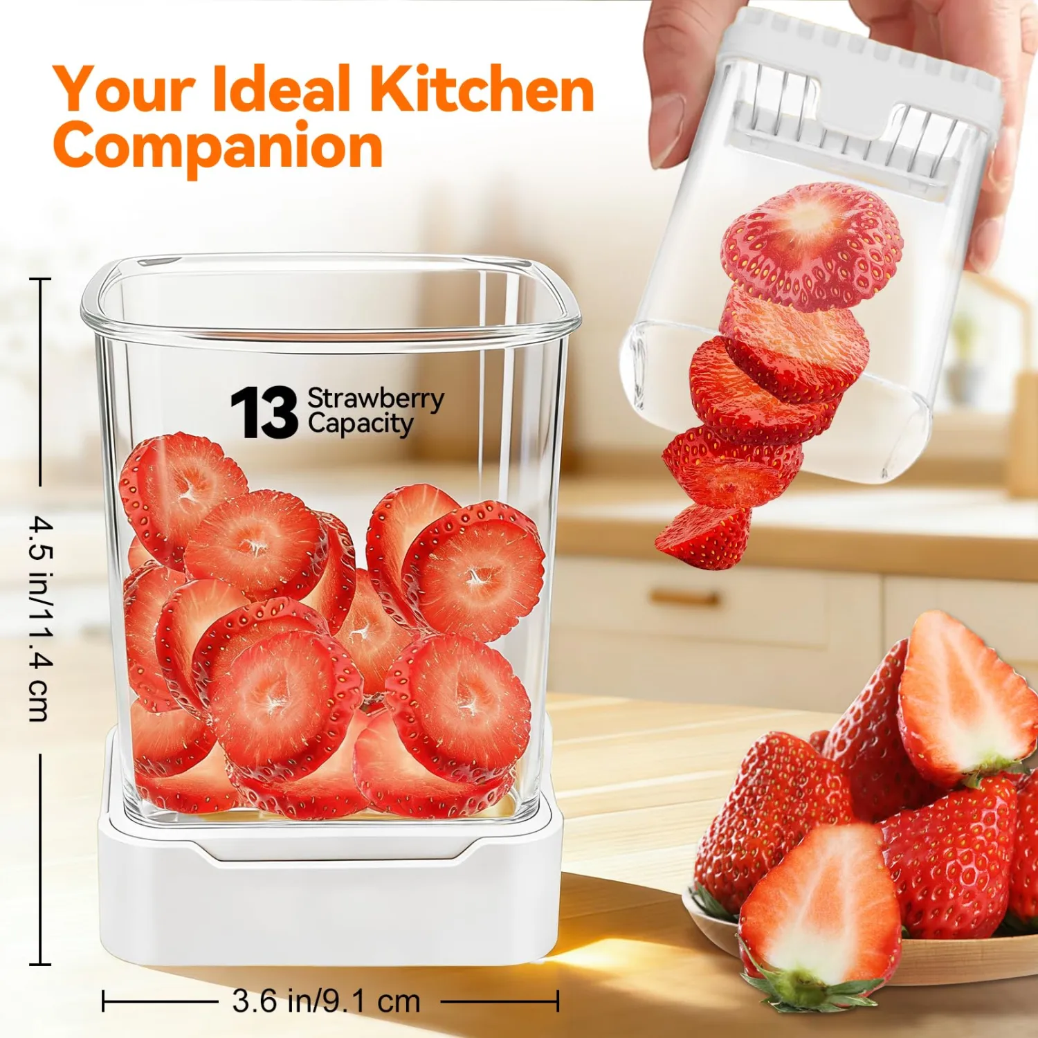 Strawberry Slicer Cup, Fruit Cutter – Quick-Slice, Meal Prep, White
