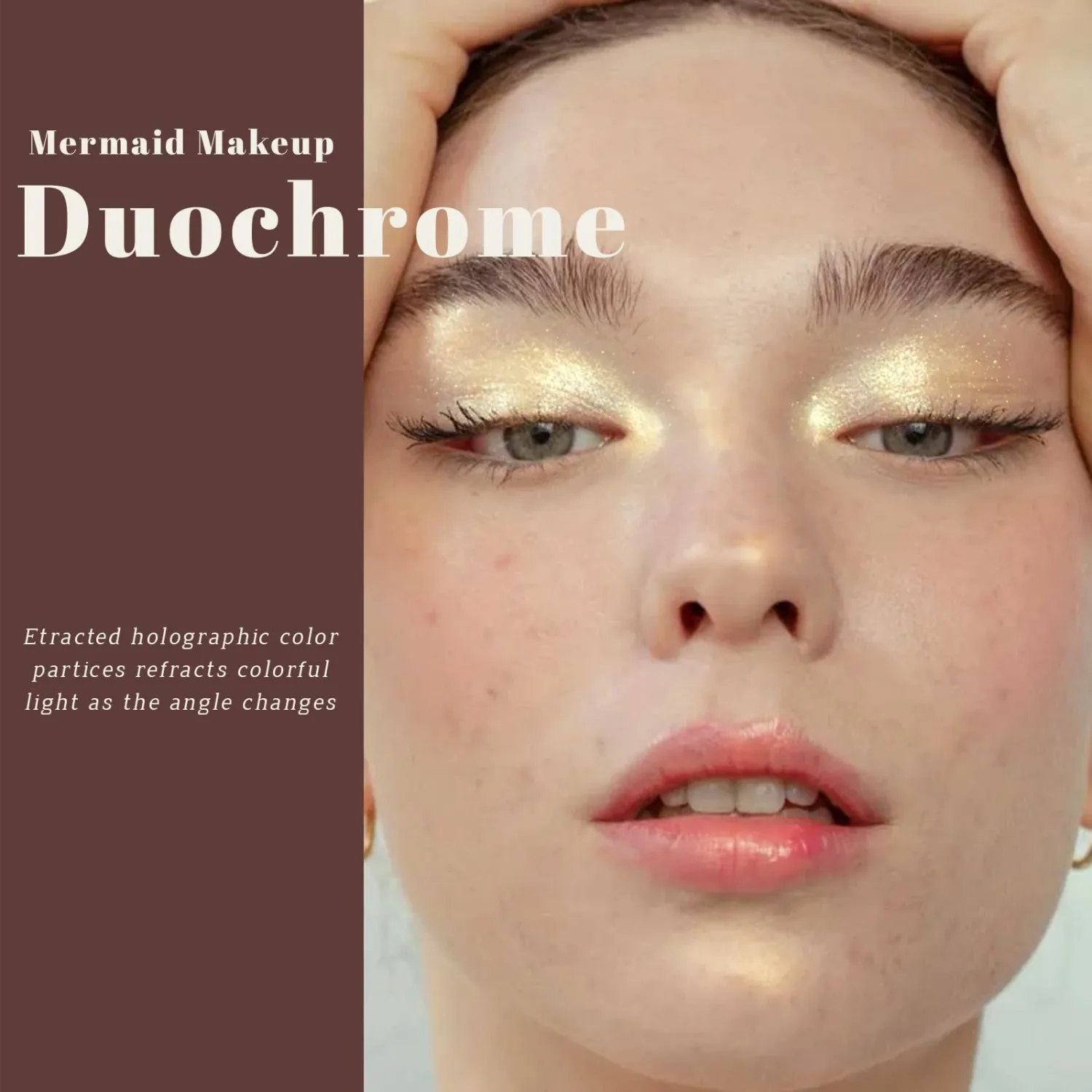 Noerrors Duochrome Champagne Gold Glitter Eyeshadow Palette, Holographic Chameleon Rich Color Shimmer Metallic Eye Shadow, Color Shift Sparkle Eye Brightener Palette Fairy Makeup for Rave Concert#03
