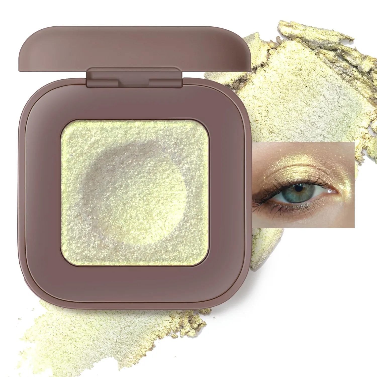 Noerrors Duochrome Champagne Gold Glitter Eyeshadow Palette, Holographic Chameleon Rich Color Shimmer Metallic Eye Shadow, Color Shift Sparkle Eye Brightener Palette Fairy Makeup for Rave Concert#03