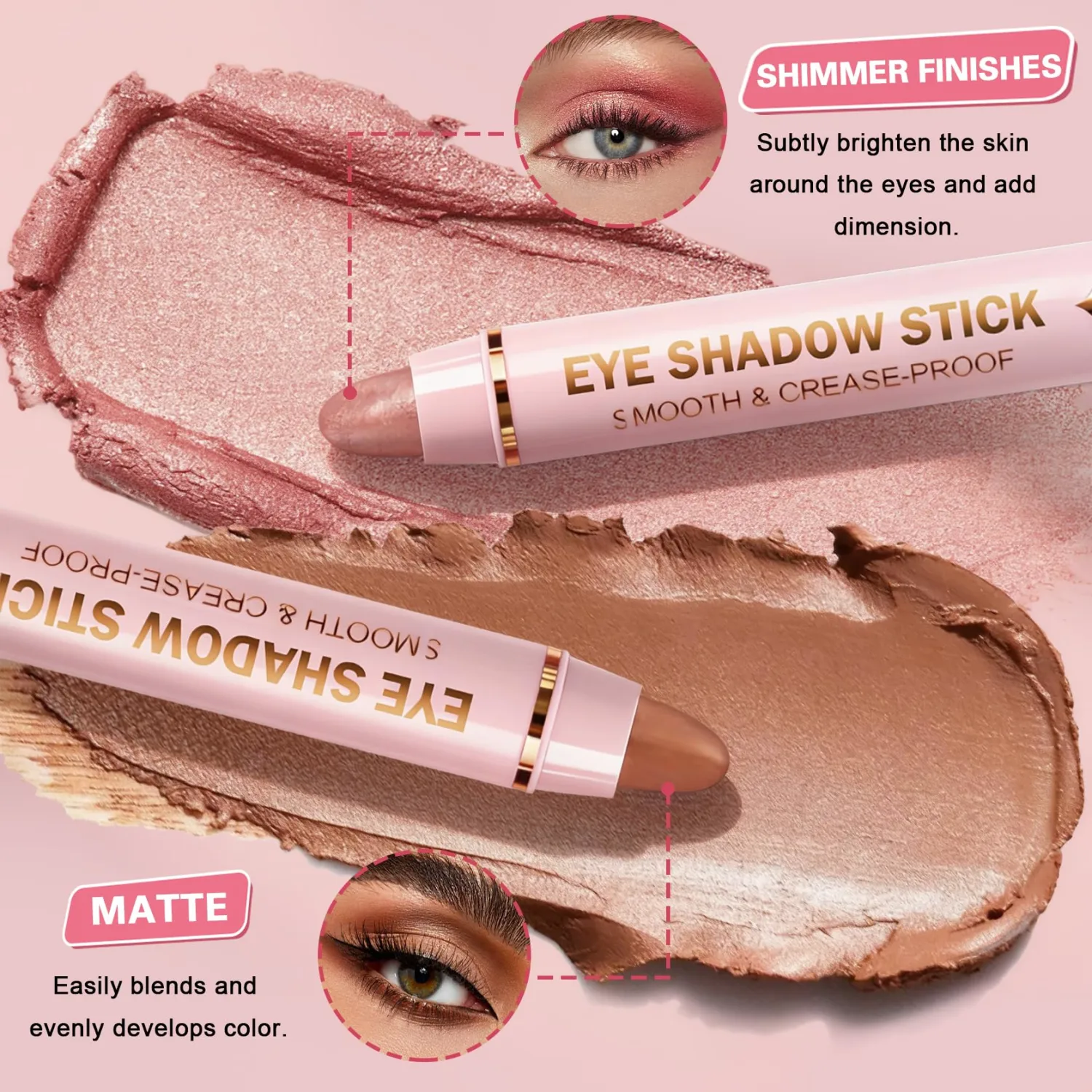 IONSGAKO 8 Colors Cream Eyeshadow Stick Set, Shimmer and Matte Eye Shadow