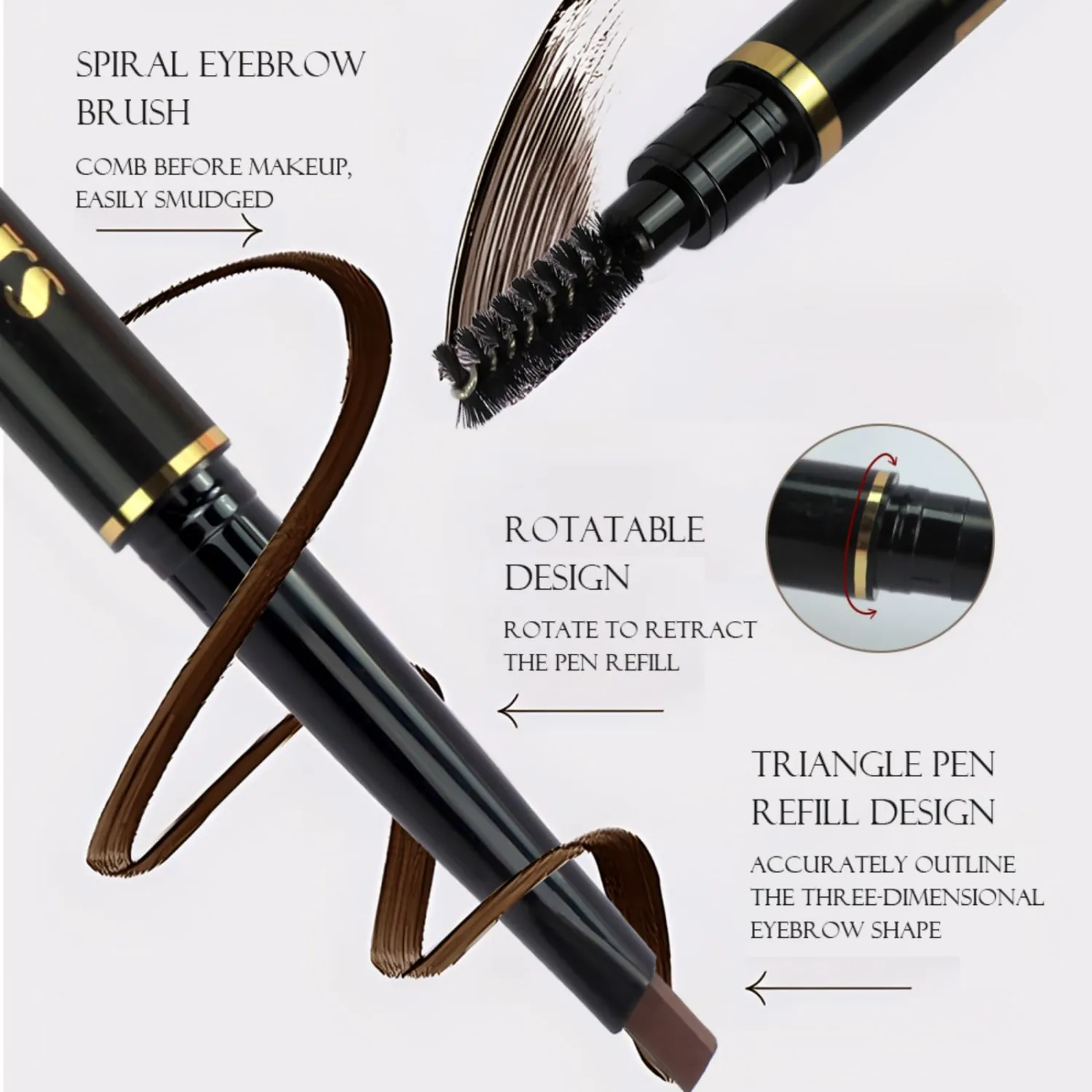 4-in-1 Eye Makeup Kit 4 Colors Eyeshadow Palette Black Liqiud Eyeliner with Stamp and Double-headed Brown Eyebrow Pencil Set for Women Beginners Gift (03)