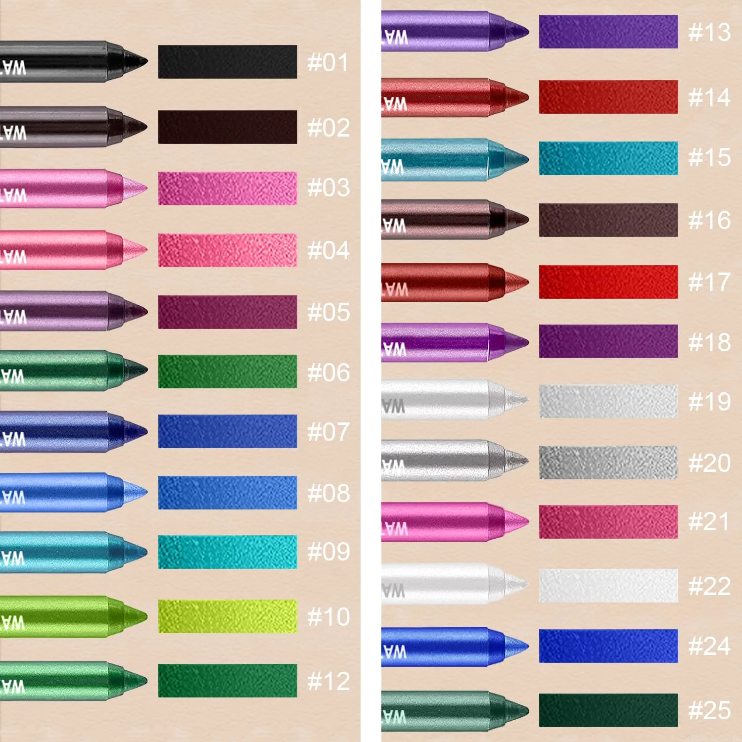 LemonSac 7 Colorful Eyeliner Pen Set, Eye Shadow Pencil, Pearl Eyeliner Kit Metallic Glitter Eye liner Pencil for Women Eye&Lip Liner Professional Eye Makeup Set Colorful Eye Color (7PCS B)
