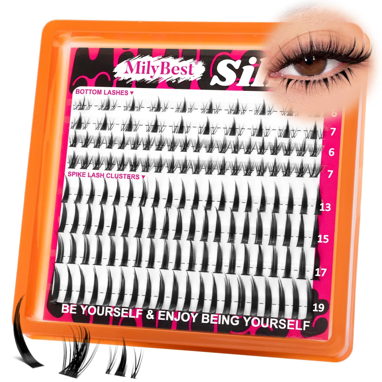 MilyBest Bottom Lashes and Spikes, 13-19mm Lash Spikes, 6-7mm C Curl