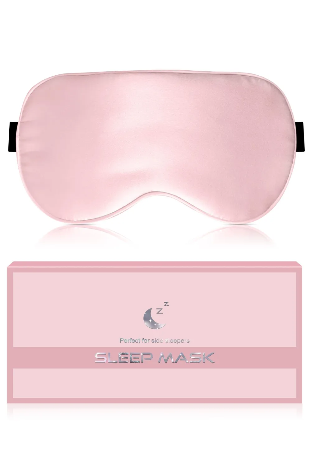 Silk Sleep Mask for Women - Soft Breathable Organic Natural Mulberry Silk Fabric Blackout Eye Mask for Sleeping with Adjustable Straps No Pressure Eye Mask for Travel Essentials Gifts (Pink)