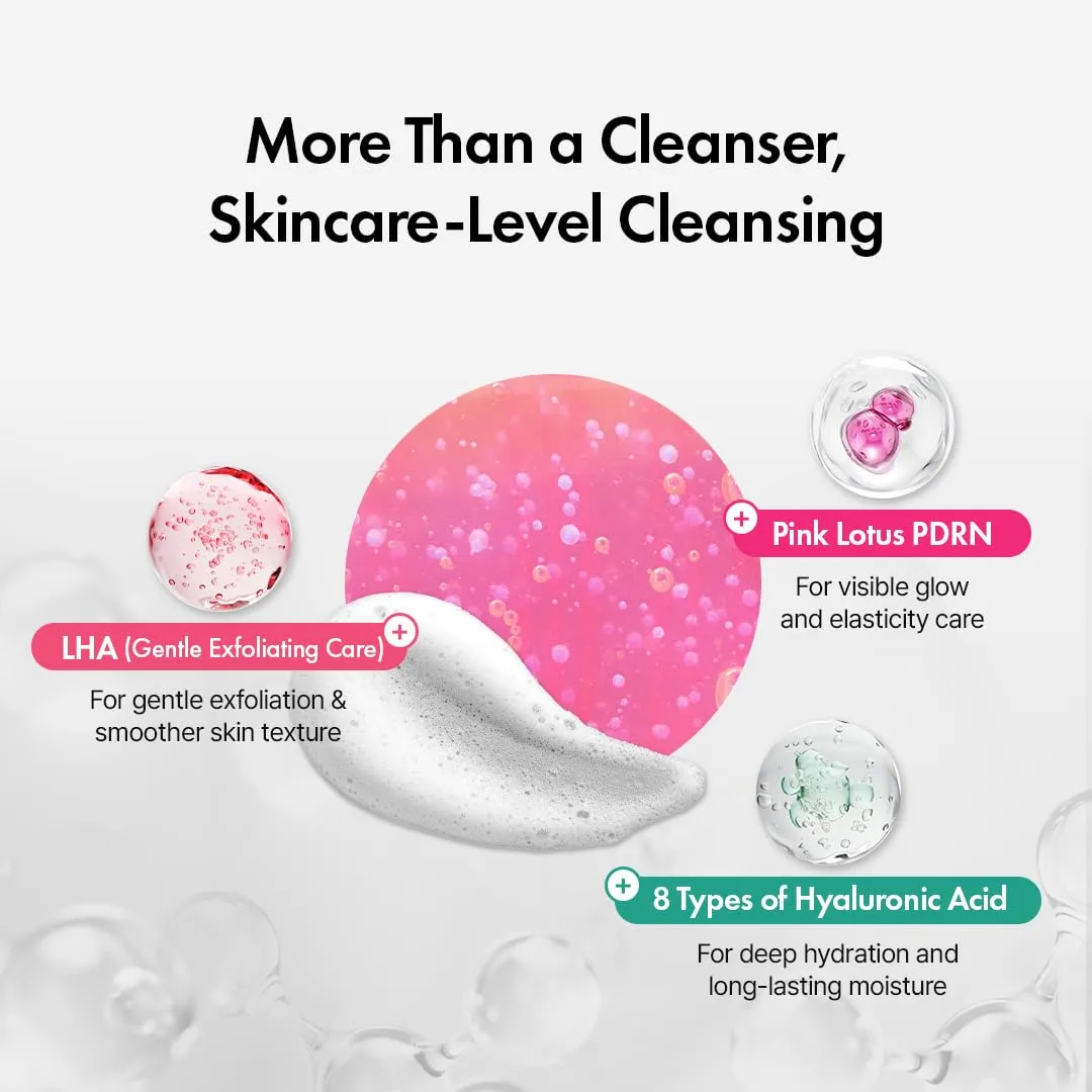 Hanskin PDRN Gel-to-Foam Cleanser, Pink Lotus PDRN Face Wash, 3.71 fl oz