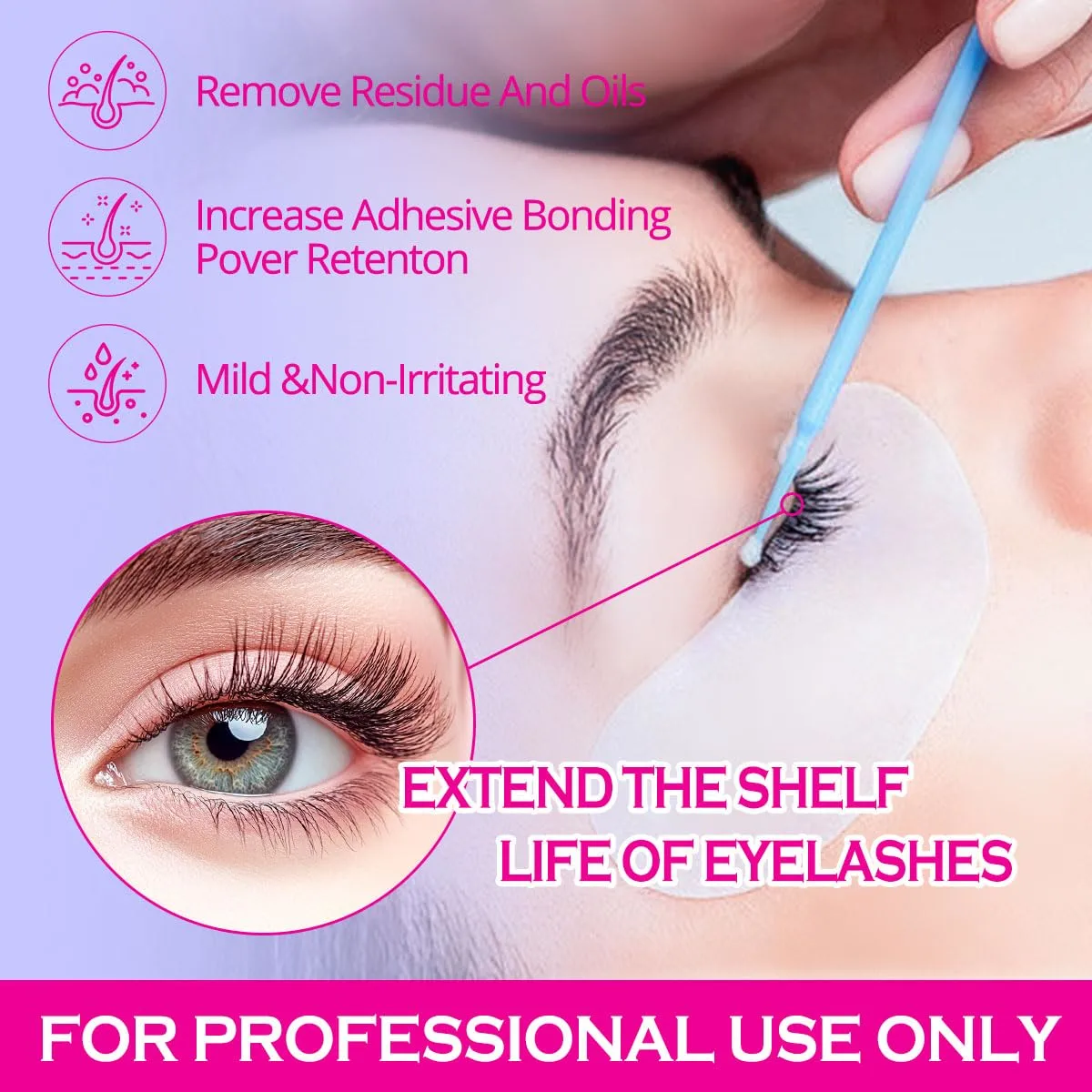 Lash Primer for Eyelash Extensions15ML Eyelash Primer Increase Lash Adhesive Bonding Power Pretreatment for Semi Permanent Lash Extension Ideal for Extend Lash Glue Retention Time(LAVENDER)