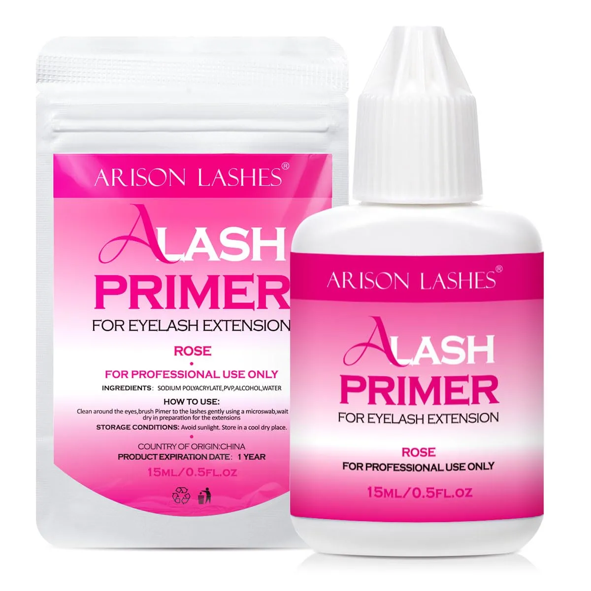 Lash Primer for Eyelash Extensions15ML Eyelash Primer Increase Lash Adhesive Bonding Power Pretreatment for Semi Permanent Lash Extension Ideal for Extend Lash Glue Retention Time(ROSE)