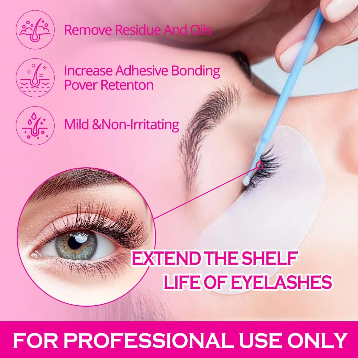 Lash Primer for Eyelash Extensions15ML Eyelash Primer Increase Lash Adhesive Bonding Power Pretreatment for Semi Permanent Lash Extension Ideal for Extend Lash Glue Retention Time(ROSE)