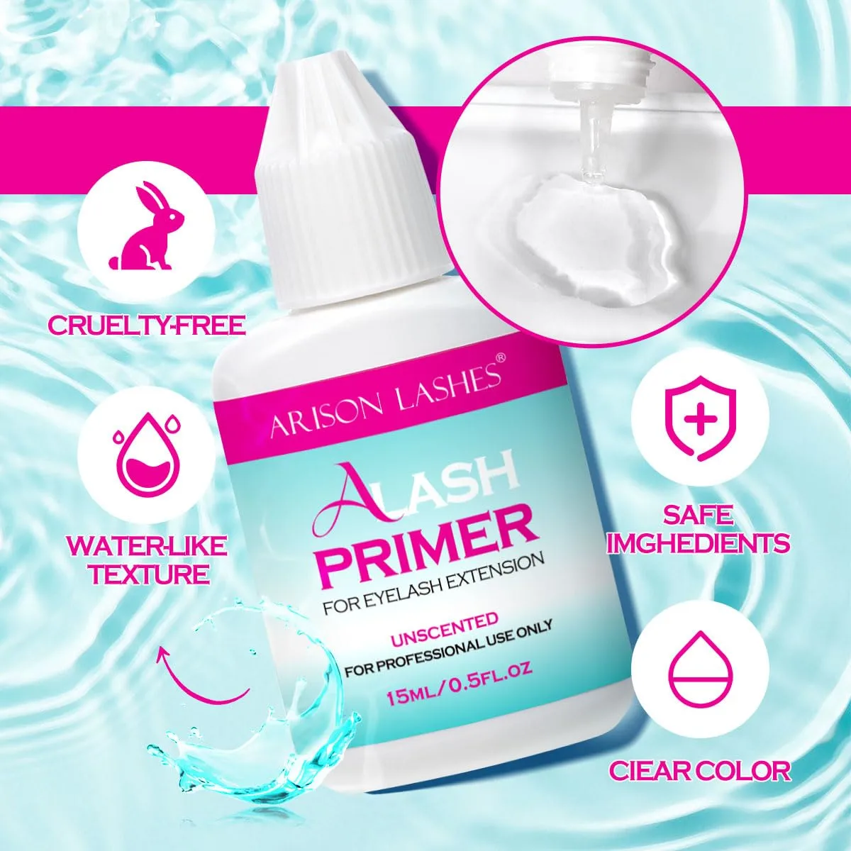 Lash Primer for Eyelash Extensions15ML Eyelash Primer Increase Lash Adhesive Bonding Power Pretreatment for Semi Permanent Lash Extension Ideal for Extend Lash Glue Retention Time(UNSCENTED)