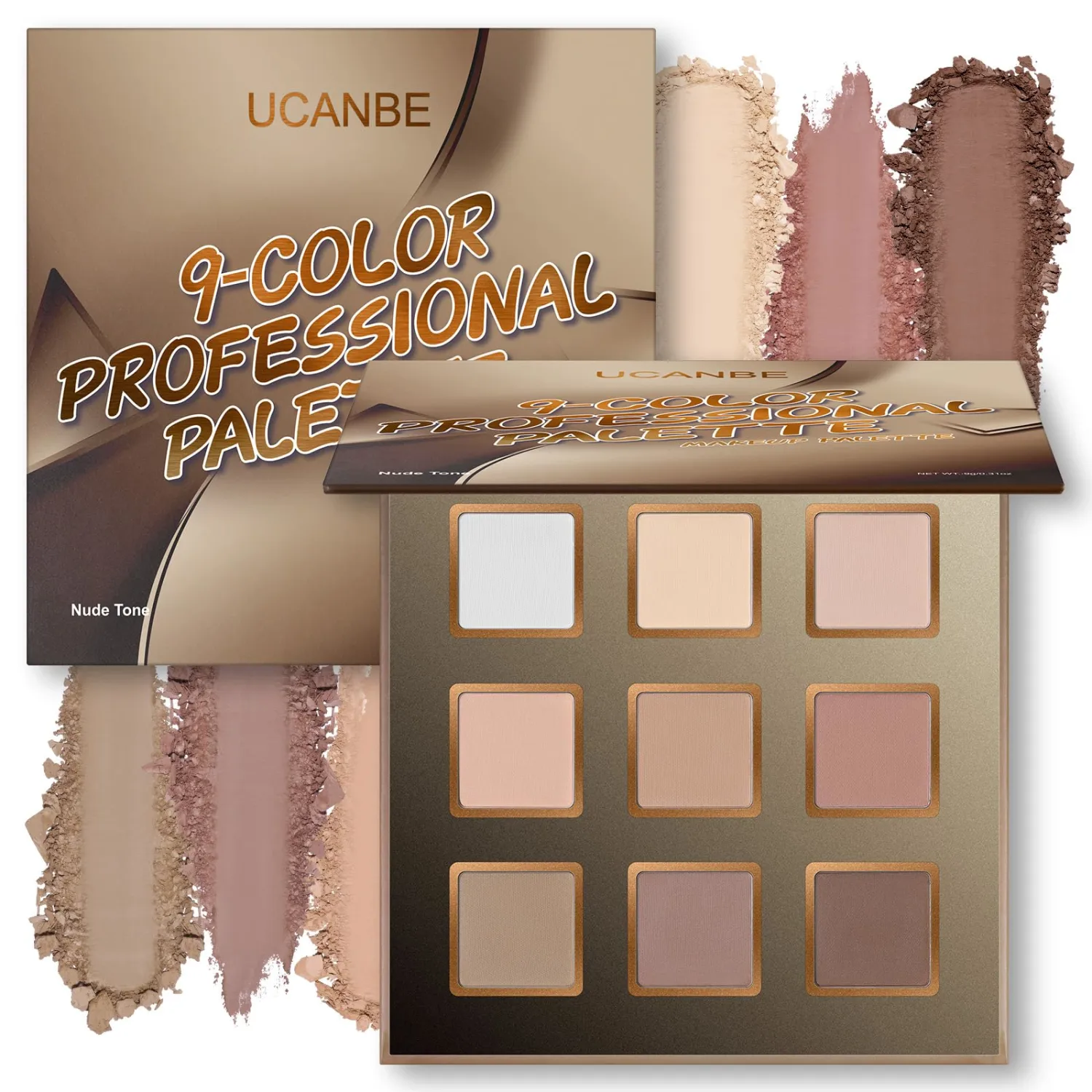 UCANBE 9 Colors Matte Eyeshadow Palette, Neutral Nude Brown Eye Makeup, Warm Highly Pigmented Blendable Smooth for Natural Daytime Makeup Soft Eye Looks