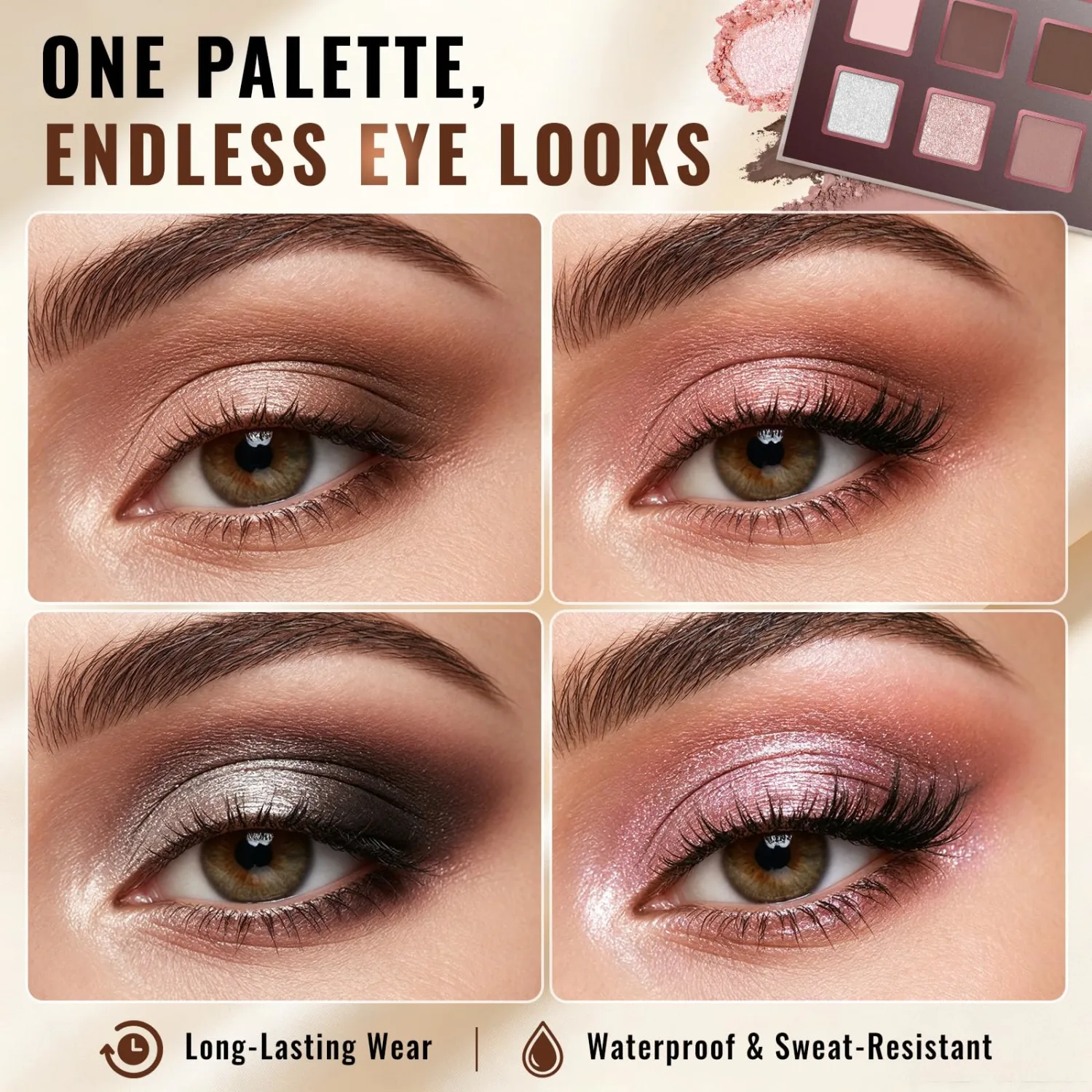 UCANBE 9 Colors Rose Nude Eyeshadow Palette, Pink Brown Matte Shimmer Eye Makeup Pallete, Highly Pigmented Smooth Blendable for Natural Soft Glam Looks