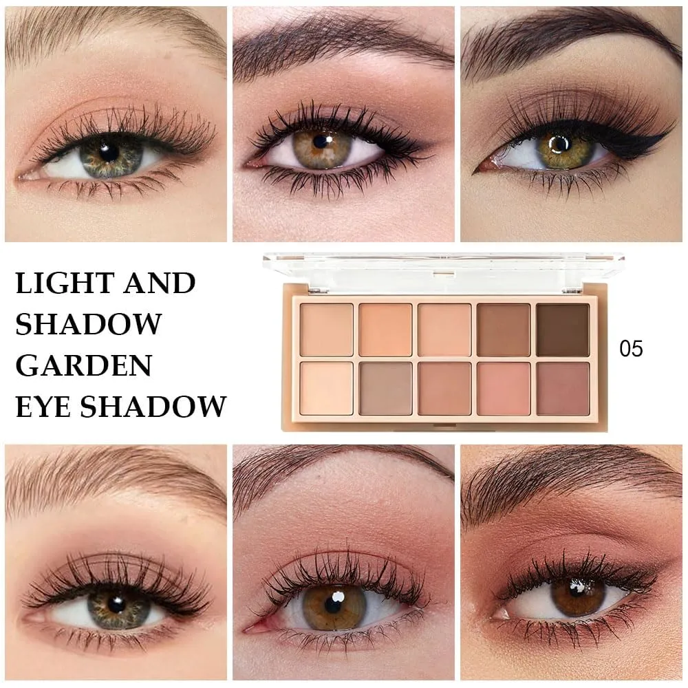10 Color Matte Eyeshadow Palette, Warm Neutral Nude Brown Eye Shadow,All-Matte Peach, Caramel & Warm Brown Shades, Blendable Colors for Mature Eyes, Everyday, Natural & Soft Glam Looks 05