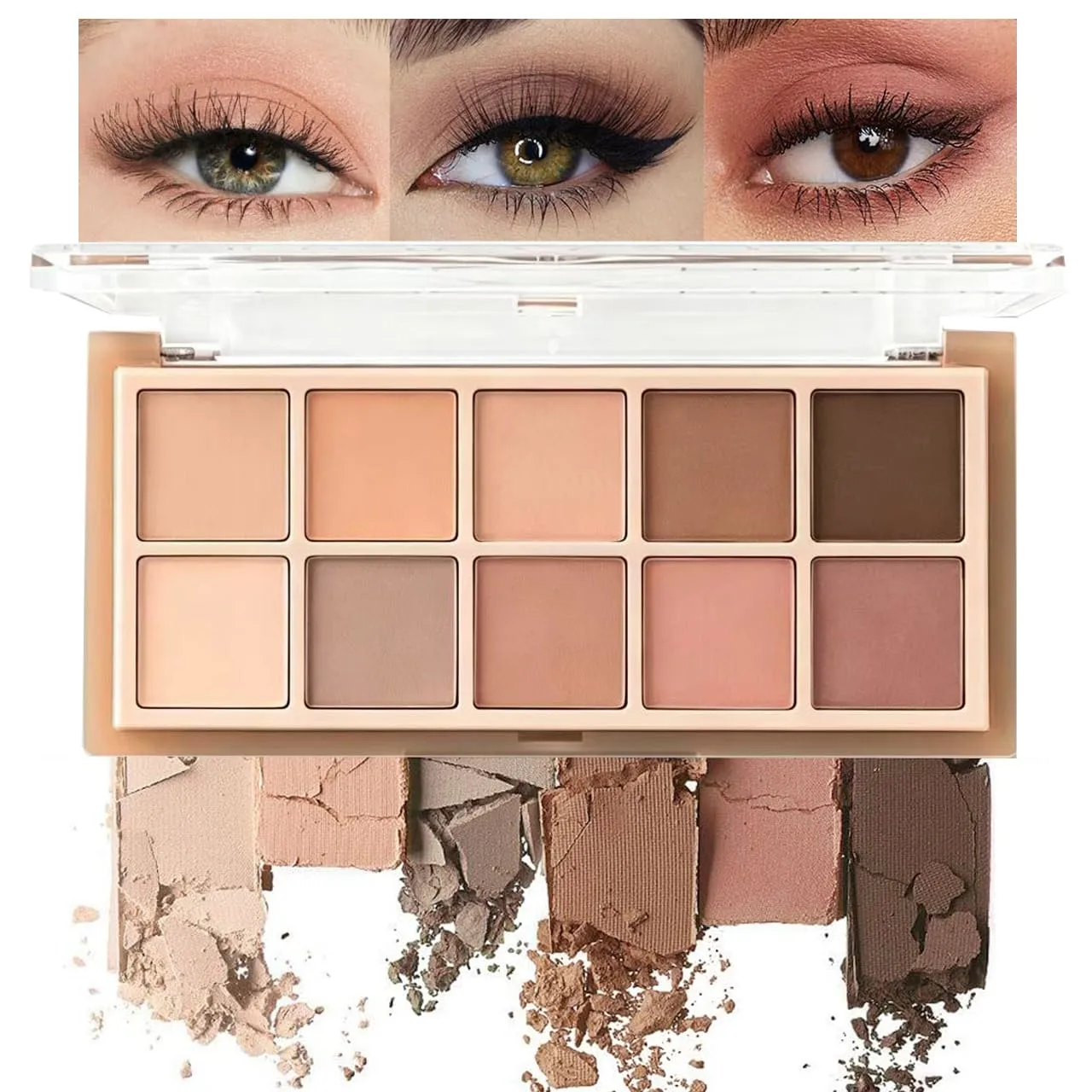 10 Color Matte Eyeshadow Palette, Warm Neutral Nude Brown Eye Shadow,All-Matte Peach, Caramel & Warm Brown Shades, Blendable Colors for Mature Eyes, Everyday, Natural & Soft Glam Looks 05