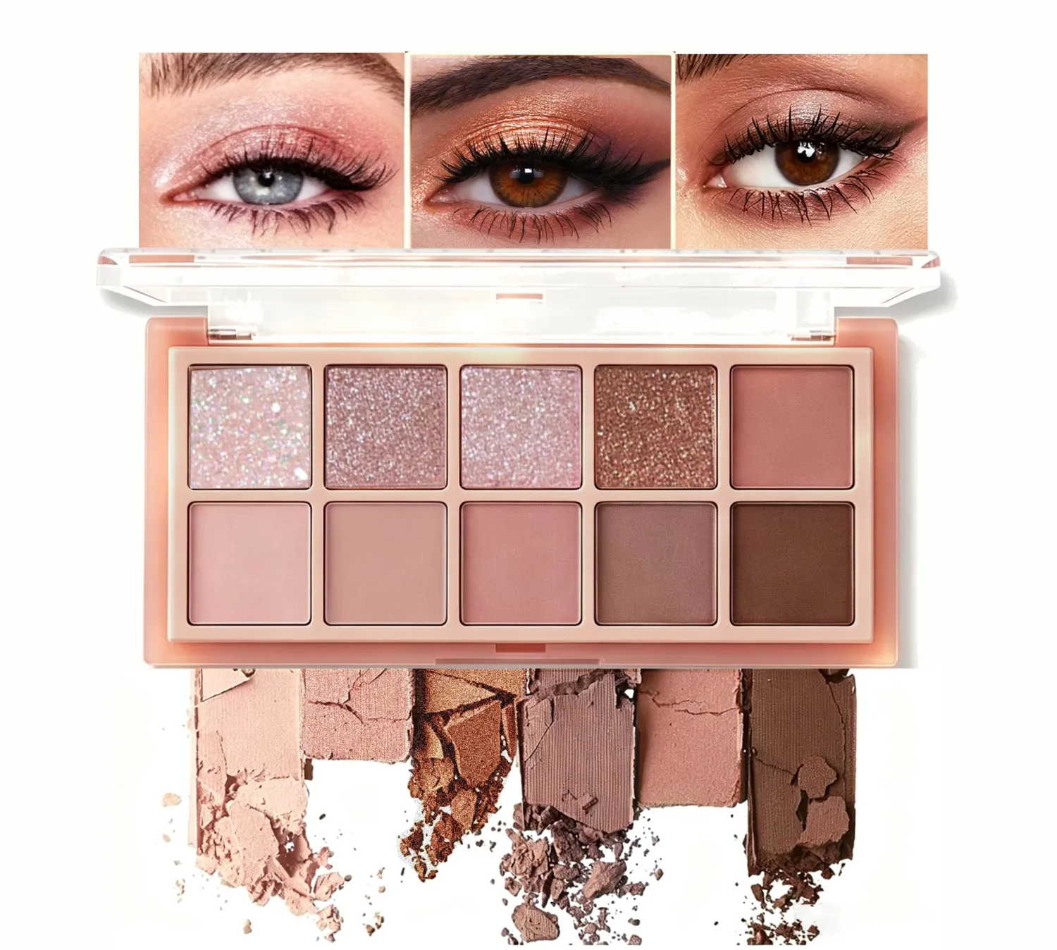 10 Color Mauve Eyeshadow Palette, Dusty Rose Pink Eye Shadow Makeup,Rosy Neutrals with Matte, Shimmer & Glitter Finishes, Blendable Shades for Everyday, Romantic, Soft Glam & Smoky Looks 03