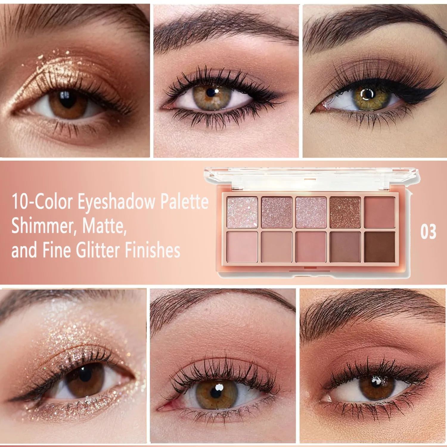 10 Color Mauve Eyeshadow Palette, Dusty Rose Pink Eye Shadow Makeup,Rosy Neutrals with Matte, Shimmer & Glitter Finishes, Blendable Shades for Everyday, Romantic, Soft Glam & Smoky Looks 03