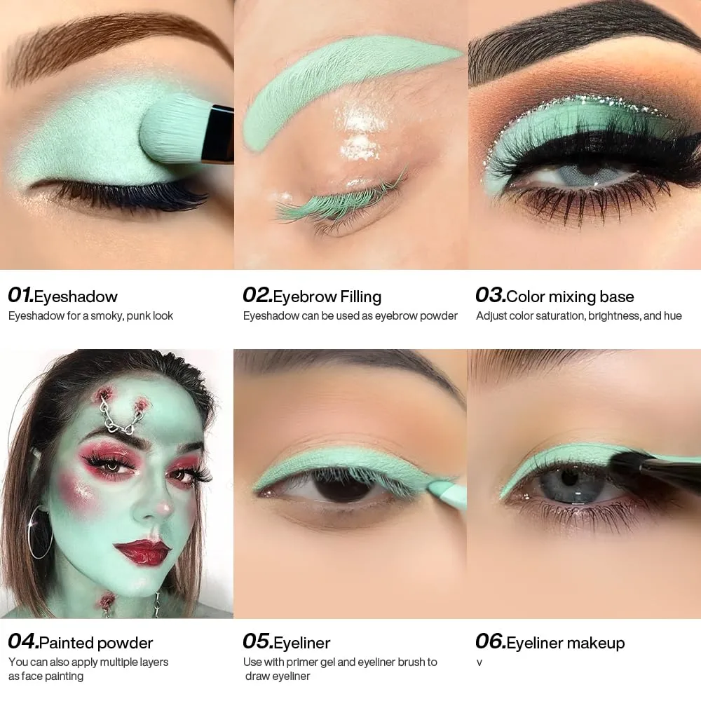 DE'LANCI Matte Light Green Eyeshadow, Single Spring Green High Pigment Eyeshadow Palette, Waterproof Natural Fresh Eye Shadow with Applicator, Easy Use for Women Daily, Festival Makeup#12
