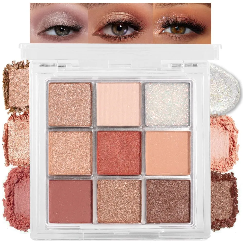9 Color Eyeshadow Palette Makeup, Neutral Nude Matte Eye shadow & Shimmer Eyeshadow,Long Lasting Waterproof Eye shadow Makeup Palette for Women 06#