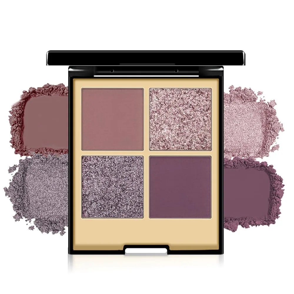 4 Color Eyeshadow Palette, Dusty Rose Mauve Eye Shadow Quad with Matte & Shimmer Finishes | Highly Pigmented, Blendable, Long Lasting Pink Mauve Eyeshadow for Everyday, Soft Glam & Romantic Makeup 3