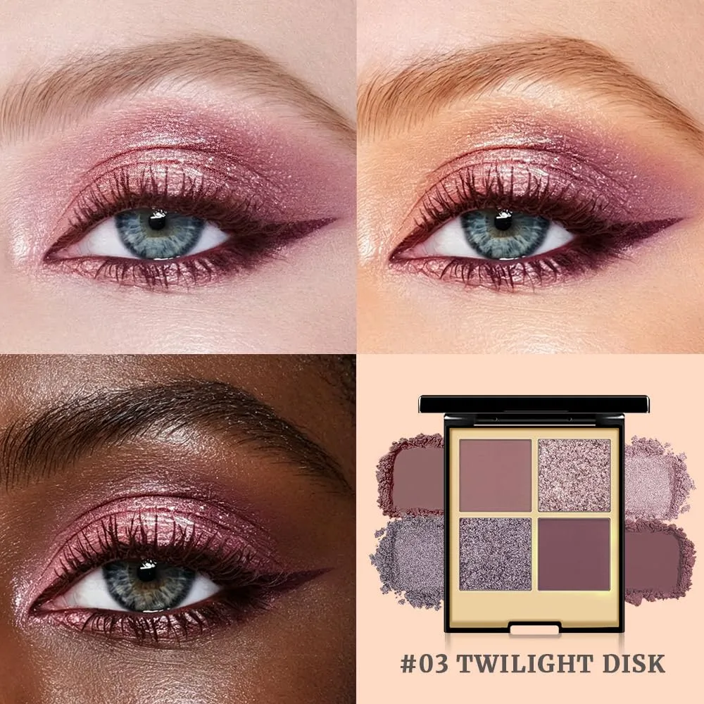4 Color Eyeshadow Palette, Dusty Rose Mauve Eye Shadow Quad with Matte & Shimmer Finishes | Highly Pigmented, Blendable, Long Lasting Pink Mauve Eyeshadow for Everyday, Soft Glam & Romantic Makeup 3